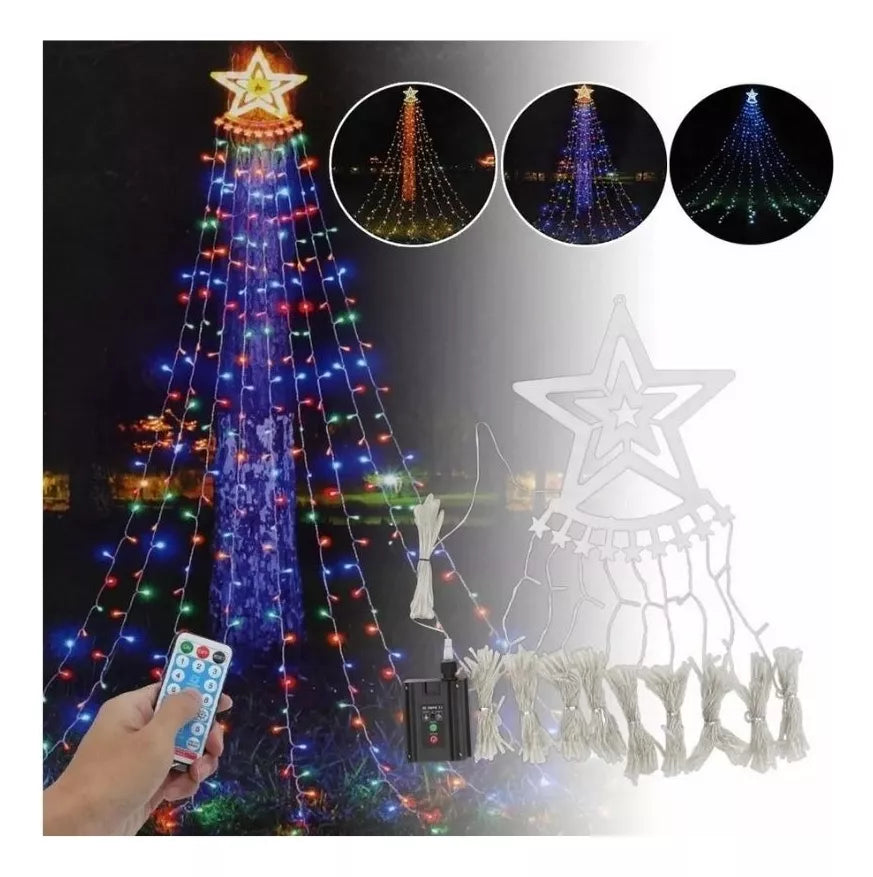 Cortina Arbol Navidad Guirnalda Color 6
