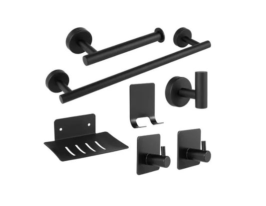 Set 7 Accesorios Para Baño Acero Inox